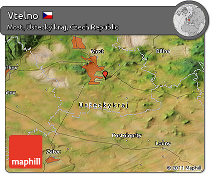 Satellite 3D Map of Vtelno