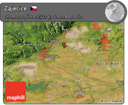 Satellite 3D Map of Zaječice