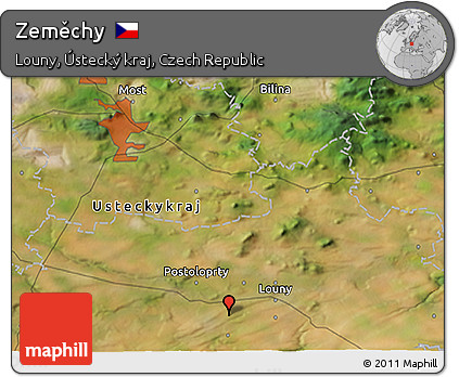 Satellite 3D Map of Zeměchy