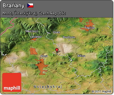 Satellite 3D Map of Braňany