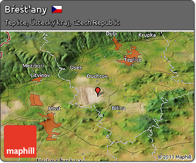 Satellite 3D Map of Břešt'any