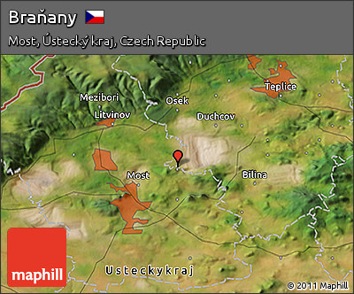 Satellite 3D Map of Braňany