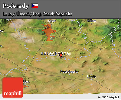 Satellite 3D Map of Počerady