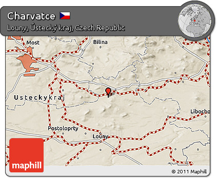 Shaded Relief 3D Map of Charvatce