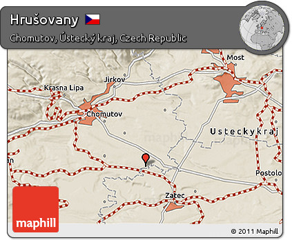 Shaded Relief 3D Map of Hrušovany