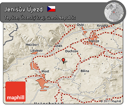 Shaded Relief 3D Map of Jenišŭv Újezd