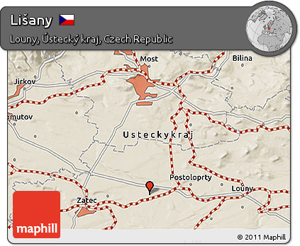 Shaded Relief 3D Map of Lišany