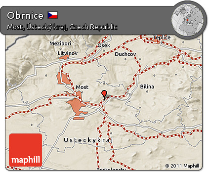 Shaded Relief 3D Map of Obrnice