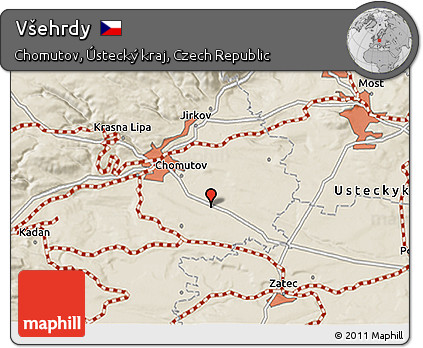 Shaded Relief 3D Map of Všehrdy
