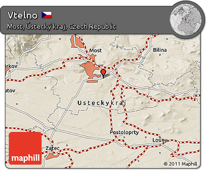 Shaded Relief 3D Map of Vtelno