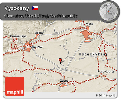 Shaded Relief 3D Map of Vysočany