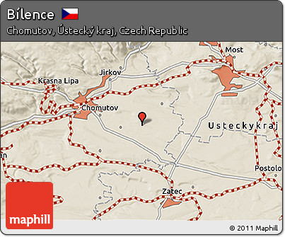 Shaded Relief 3D Map of Bílence