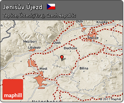 Shaded Relief 3D Map of Jenišŭv Újezd