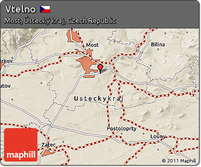 Shaded Relief 3D Map of Vtelno