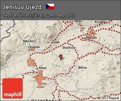 Shaded Relief 3D Map of Jenišŭv Újezd