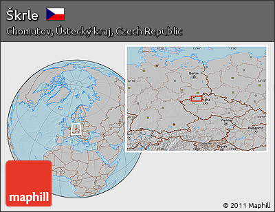 Gray Location Map of Škrle, hill shading