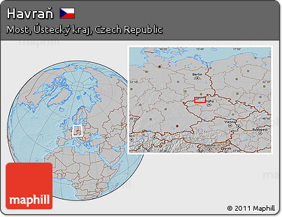 Gray Location Map of Havraň, hill shading