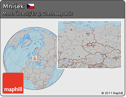 Gray Location Map of Mníšek, hill shading