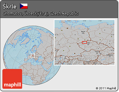 Gray Location Map of Škrle, hill shading