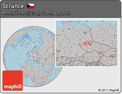 Gray Location Map of Stránce, hill shading
