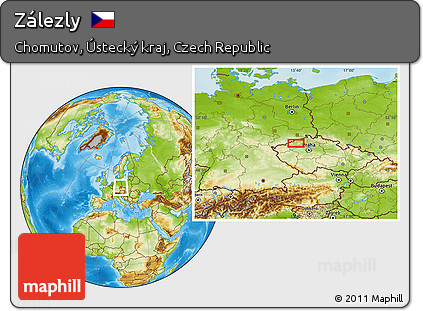 Physical Location Map of Zálezly