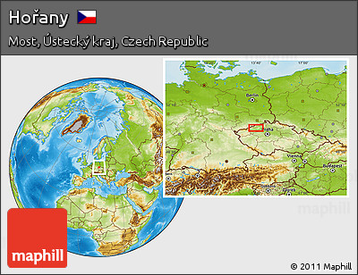 Physical Location Map of Hořany