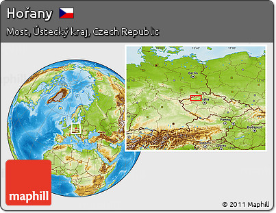 Physical Location Map of Hořany
