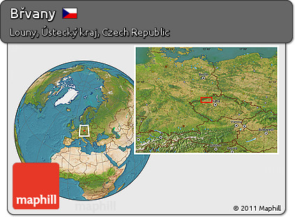 Satellite Location Map of Břvany