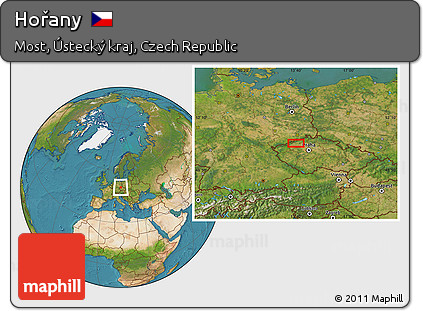 Satellite Location Map of Hořany