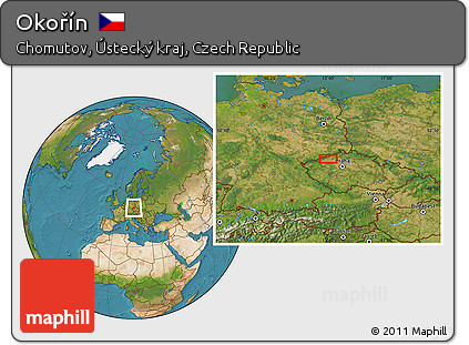 Satellite Location Map of Okořín