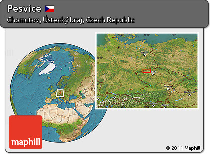 Satellite Location Map of Pesvice