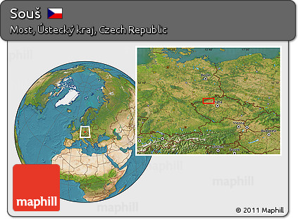 Satellite Location Map of Souš