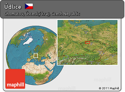 Satellite Location Map of Údlice