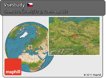 Satellite Location Map of Všestudy