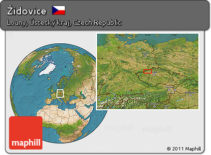 Satellite Location Map of Židovice