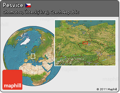 Satellite Location Map of Pesvice