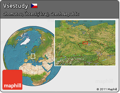 Satellite Location Map of Všestudy