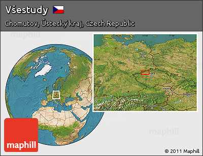 Satellite Location Map of Všestudy