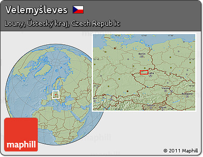 Savanna Style Location Map of Velemyšleves, hill shading