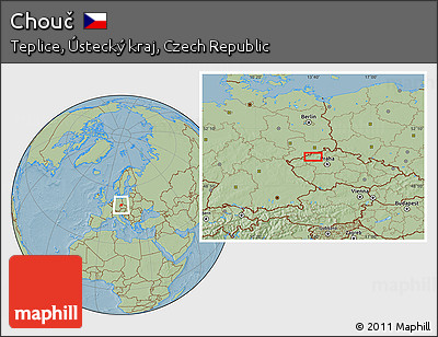 Savanna Style Location Map of Chouč, hill shading