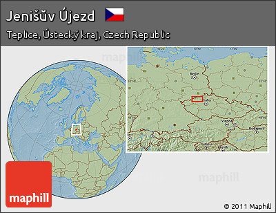 Savanna Style Location Map of Jenišŭv Újezd, hill shading