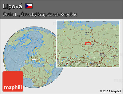 Savanna Style Location Map of Lipová, hill shading