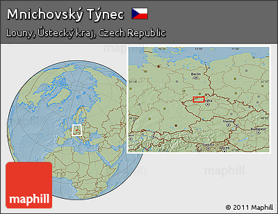 Savanna Style Location Map of Mnichovský Týnec, hill shading