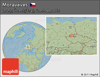 Savanna Style Location Map of Moravěves, hill shading