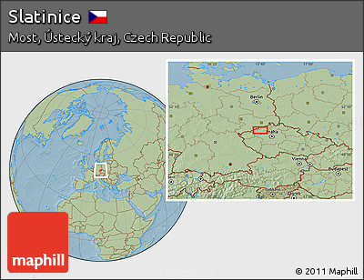 Savanna Style Location Map of Slatinice, hill shading