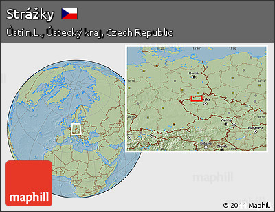 Savanna Style Location Map of Strážky, hill shading
