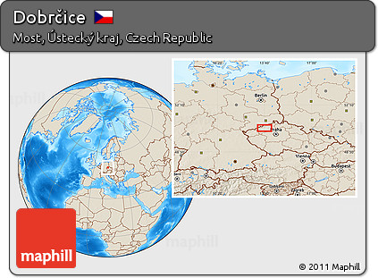 Shaded Relief Location Map of Dobrčice