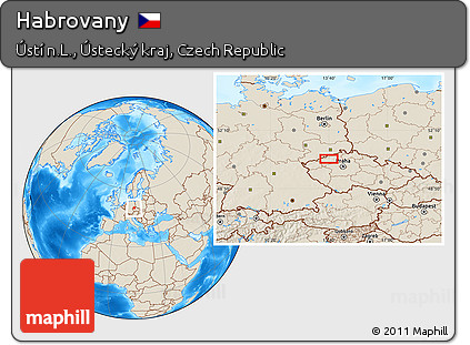Shaded Relief Location Map of Habrovany