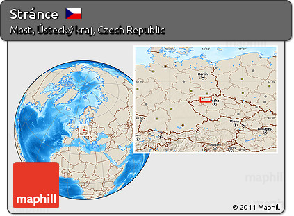 Shaded Relief Location Map of Stránce