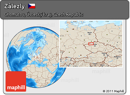 Shaded Relief Location Map of Zálezly